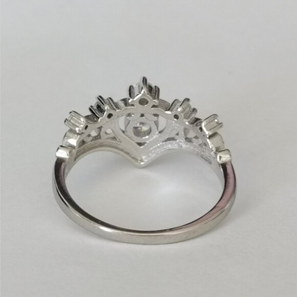 New crown tiara ring Sterling Silver CZ size 8 - Picture 12 of 16
